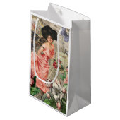 Petit Sac Cadeau Café Lady Victorian Femme Rose Classy (Devant Angle)