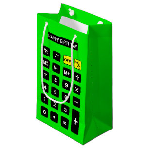 Petit Sac Cadeau Calculatrice de fête d'anniversaire vert néon