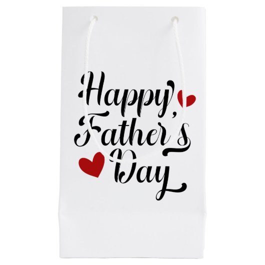 Petit Sac Cadeau Calligraphie simple de Fête des pères heureuse | S (Devant)