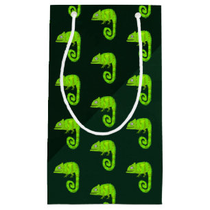 Petit Sac Cadeau Caméléon vert mignon