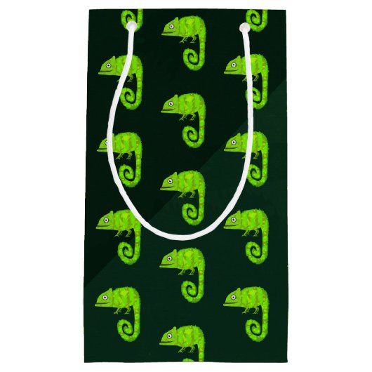 Petit Sac Cadeau Caméléon vert mignon (Devant)