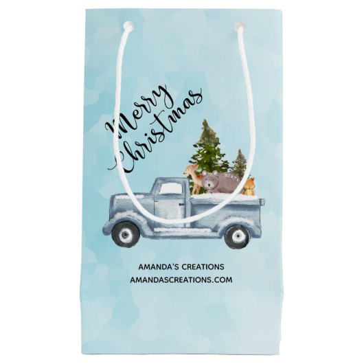 Petit Sac Cadeau Camion de Noël avec Animaux Mignons Entreprise (Devant)