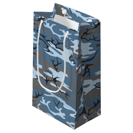 Petit Sac Cadeau Camo bleu (Devant Angle)