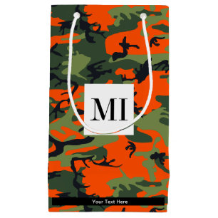 Petit Sac Cadeau Camo Vert et Orange, Camouflage, Militaire, Armée