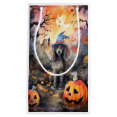 Petit Sac Cadeau Caniche D'Halloween Avec Peur Citrouille (Devant)