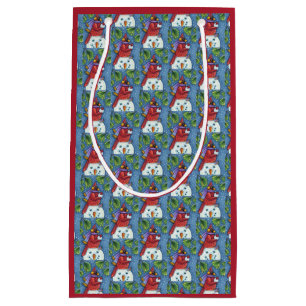 PETIT SAC CADEAU CARDINAL GARDANT BONHOMME DE NEIGE, ROUGE-GORGE DE