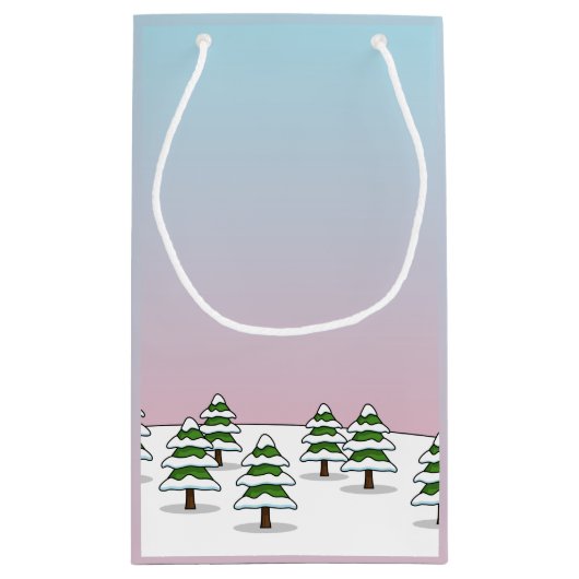 Petit Sac Cadeau Cardinaux du Nord Rouge mignonne Amour Paysage hiv (Dos)