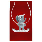 Petit Sac Cadeau Caricature d'éléphant de Noël (Dos)