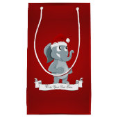 Petit Sac Cadeau Caricature d'éléphant de Noël (Devant)