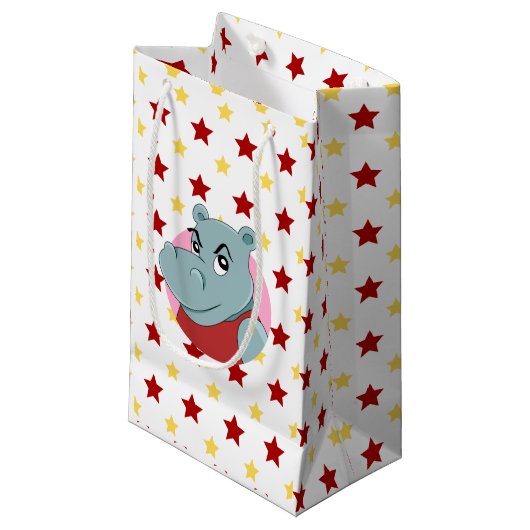 Petit Sac Cadeau Caricature d'hippopotame (Devant Angle)