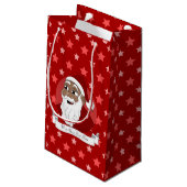 Petit Sac Cadeau Caricature du Père Noël noir (Dos Angle)