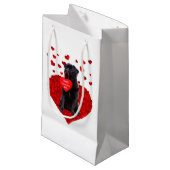 Petit Sac Cadeau Carlin noir mignon souhaitant Heureuse Sainte-Vale (Devant Angle)