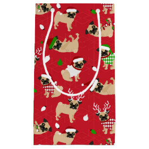 Petit Sac Cadeau Carlins de Noël Rouge