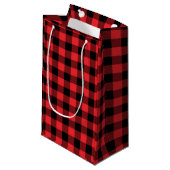 Petit Sac Cadeau Carreaux Rouge Noir Buffalo (Devant Angle)