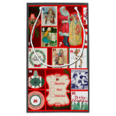 Petit Sac Cadeau Carrés de l'illustration de Noël (Dos)