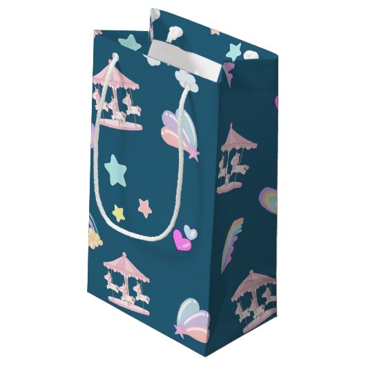 Petit Sac Cadeau Carrousel arc-en-ciel magique Unicorn anniversaire (Dos Angle)
