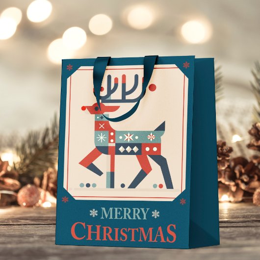 Petit Sac Cadeau Carte de Noël avec design d'illustration Reindeer
