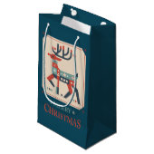 Petit Sac Cadeau Carte de Noël avec design d'illustration Reindeer (Devant Angle)