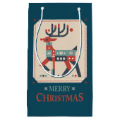 Petit Sac Cadeau Carte de Noël avec design d'illustration Reindeer (Devant)