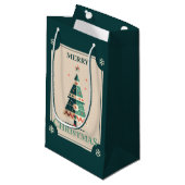 Petit Sac Cadeau Carte de Noël rétro avec design d'arbre géométriqu (Devant Angle)