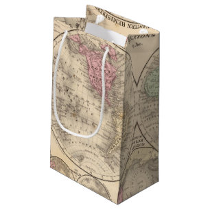 Petit Sac Cadeau Carte d'hémisphères du monde par Mitchell