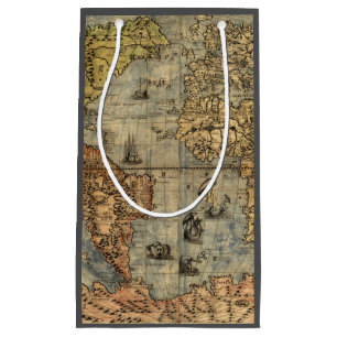 Petit Sac Cadeau Carte du monde Forlani Antiquev 1565 Renaissance