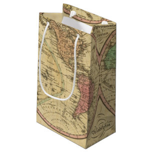 Petit Sac Cadeau Carte du monde sur la projection globulaire