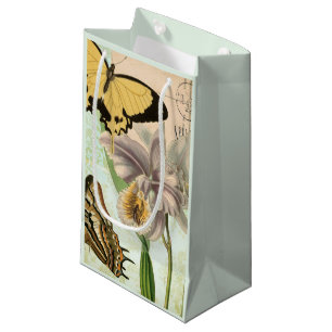 Petit Sac Cadeau Carte postale vintage avec des papillons et des