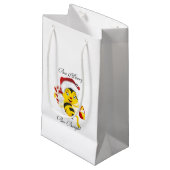 Petit Sac Cadeau Carton de Noël d'abeille Joyeux (Devant Angle)