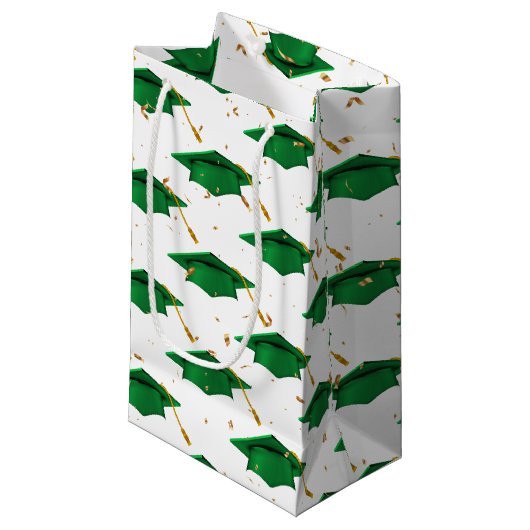 Petit Sac Cadeau Casquette verte avec Confetti (Devant Angle)