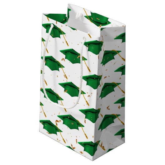 Petit Sac Cadeau Casquette verte avec Confetti (Dos Angle)