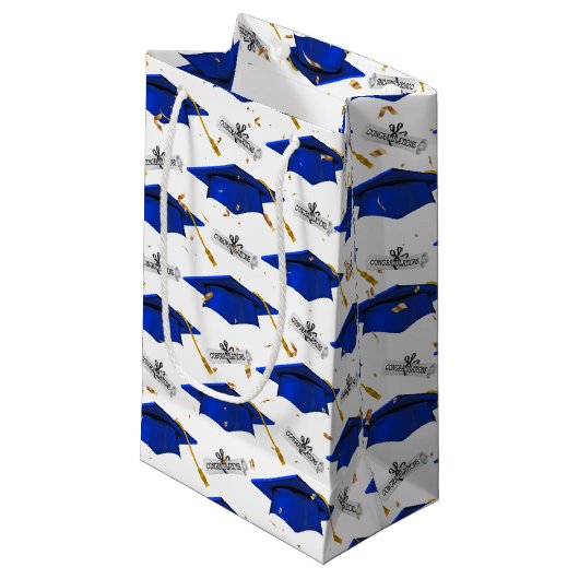 Petit Sac Cadeau Casquettes bleues avec diplômes (Devant Angle)