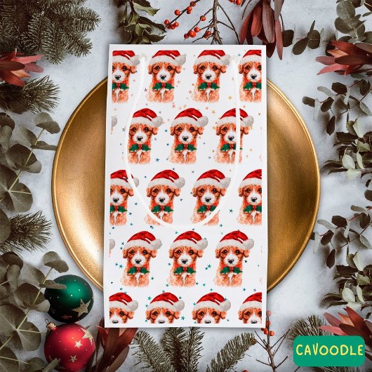 Petit Sac Cadeau Cavoodle Chien race Étoiles de Noël