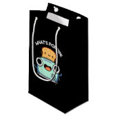 Petit Sac Cadeau Ce qui est Poppin Funny Toast Pun Dark BG (Devant Angle)