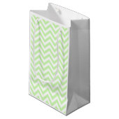 Petit Sac Cadeau Celery Green, White Large Chevron Zig Zag (Devant Angle)