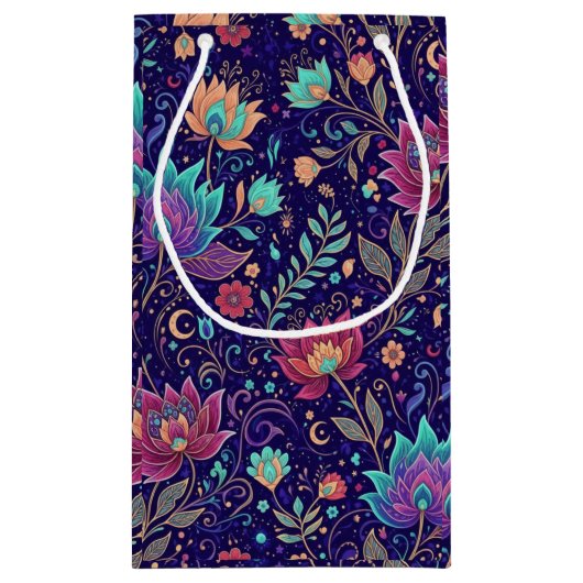 Petit Sac Cadeau Celestial Midnight Floral Pattern with Moon (Dos)