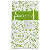 Petit Sac Cadeau Centenarian 100e Motif du nombre aléatoire vert (Devant)