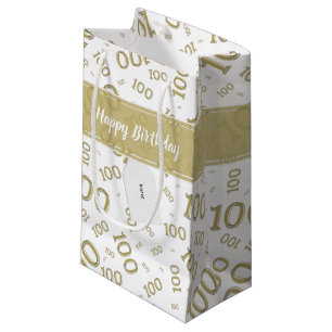 Petit Sac Cadeau Centenarian 100th Gold Random Number Motif