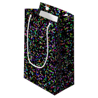 Petit Sac Cadeau Cercles colorés bulles sur motif unique noir