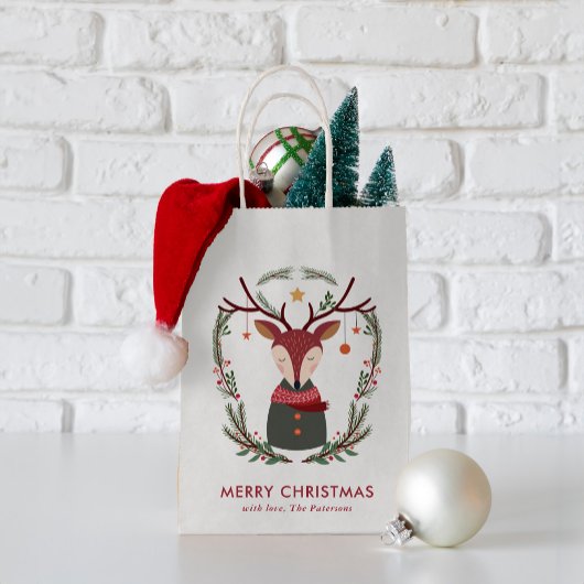 Petit Sac Cadeau Cerf de Fête