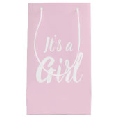 Petit Sac Cadeau C'est une fille, baby shower rose clair, révélatio (Devant)