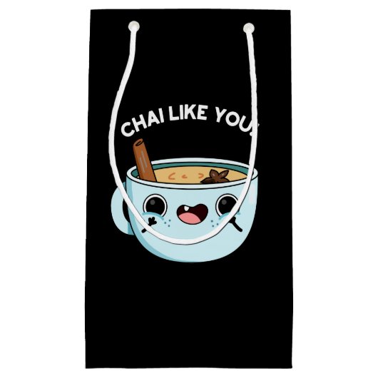Petit Sac Cadeau Chai Comme Vous Amusant Tea Pun Dark BG (Devant)