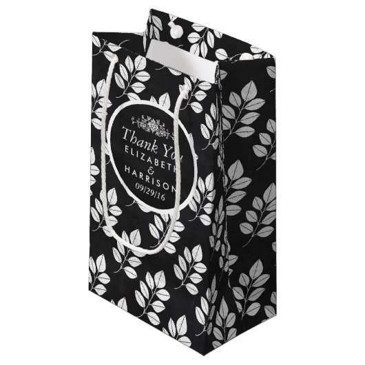 Petit Sac Cadeau Chalkboard Floral Leaf Wedding Favoriser (Devant Angle)