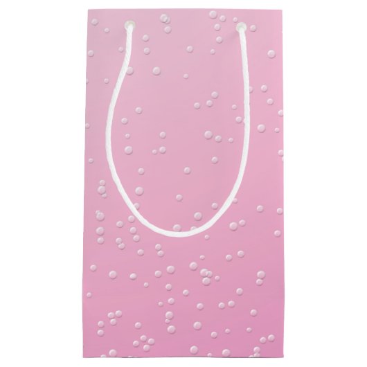 Petit Sac Cadeau Champagne rose avec de minuscules bulles (Devant)