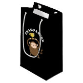 Petit Sac Cadeau Champanzee Funny Champion Chimpanzé Pun Dark BG (Devant Angle)