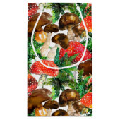 Petit Sac Cadeau Champignons d'aquarelle et motif de fougères verte (Dos)