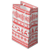 Petit Sac Cadeau Chandail de Noël rouge brun motif monogramme (Dos Angle)