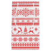 Petit Sac Cadeau Chandail de Noël rouge brun motif monogramme (Devant)