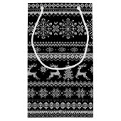 Petit Sac Cadeau Chandail de Noël soie noire motif monogramme (Dos)