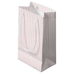 Petit Sac Cadeau Charlotte rose et blanc barre des roses pâles